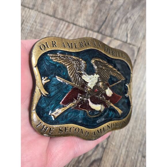 1977 Indiana Metal Craft The Second Amendment Belt Buckle Brass - Picture 3 of 6